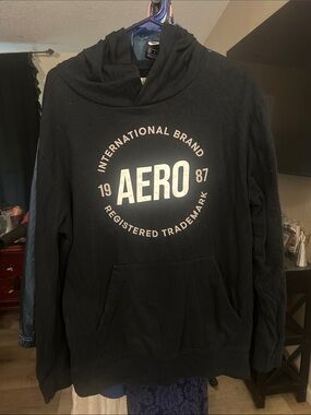 Aeropostale Black Hoodie with White AERO Circle Logo
